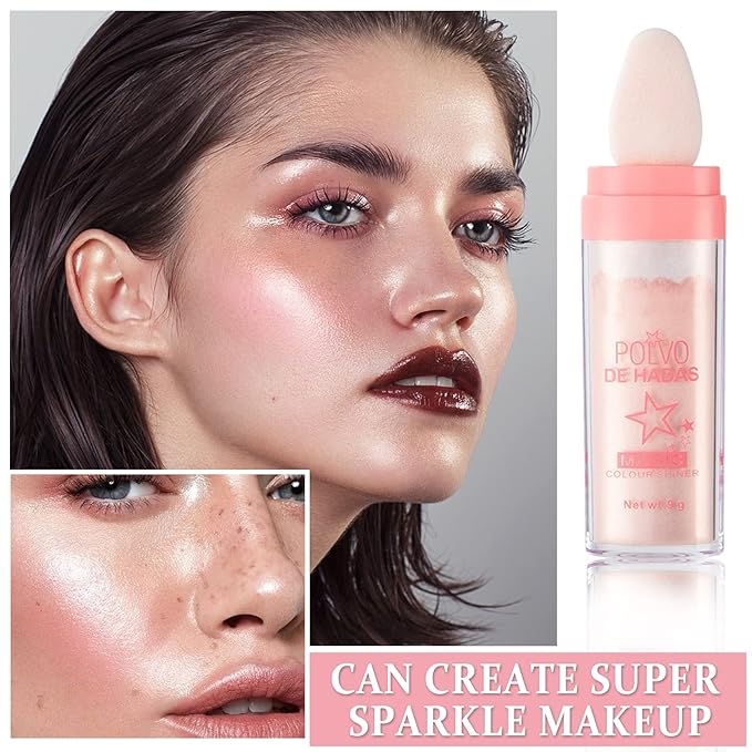 Polvo De Hadas Body Glitter Face Highlighter Powder Glow(Fairy Pink)