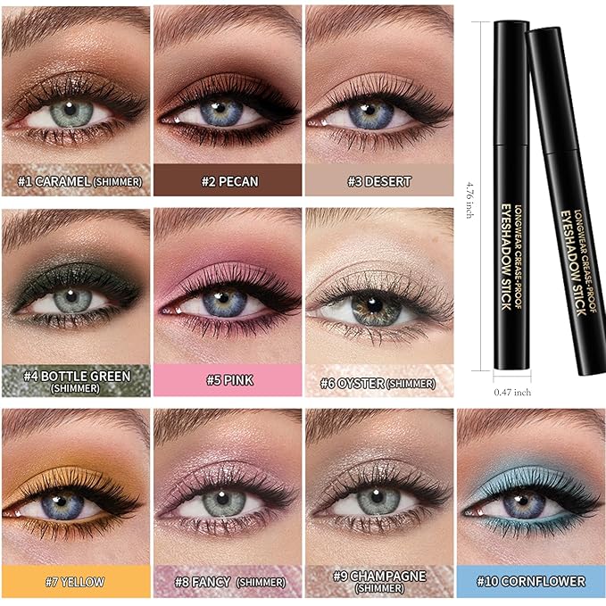 Eyeshadow Stick Matte Eye Shadow Pencil Cream to Powder Eye Brightener Crayon Long-Lasting Crease-Proof Neutral Eyeshadow Buildable Blendable High Pigmented Eye Liner Makeup for Women, 7 YELLOW