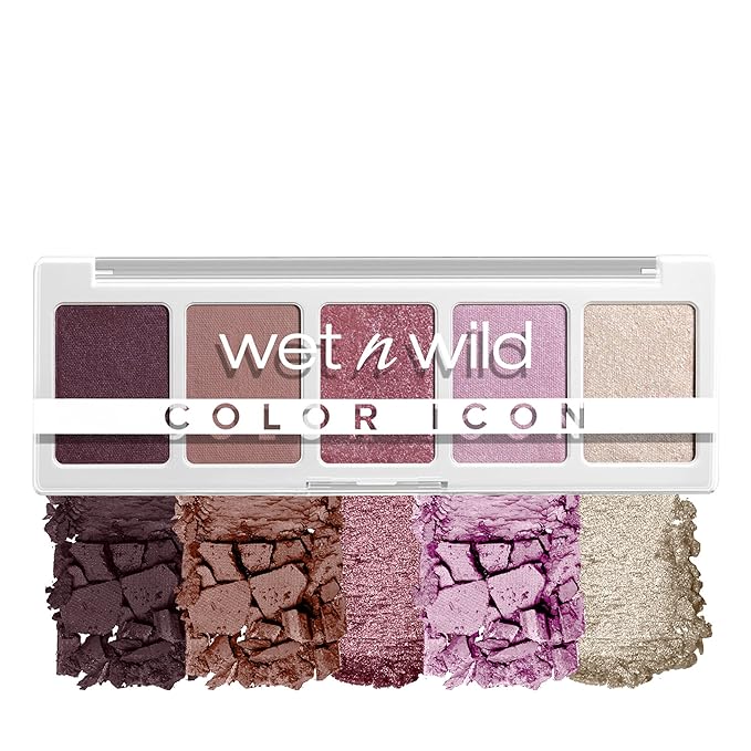 wet n wild Color Icon Eyeshadow Makeup 5 Pan Palette, Matte, Shimmer, Metallic, Long Wearing, Rich Buttery Pigment, Cruelty Free - Petalette