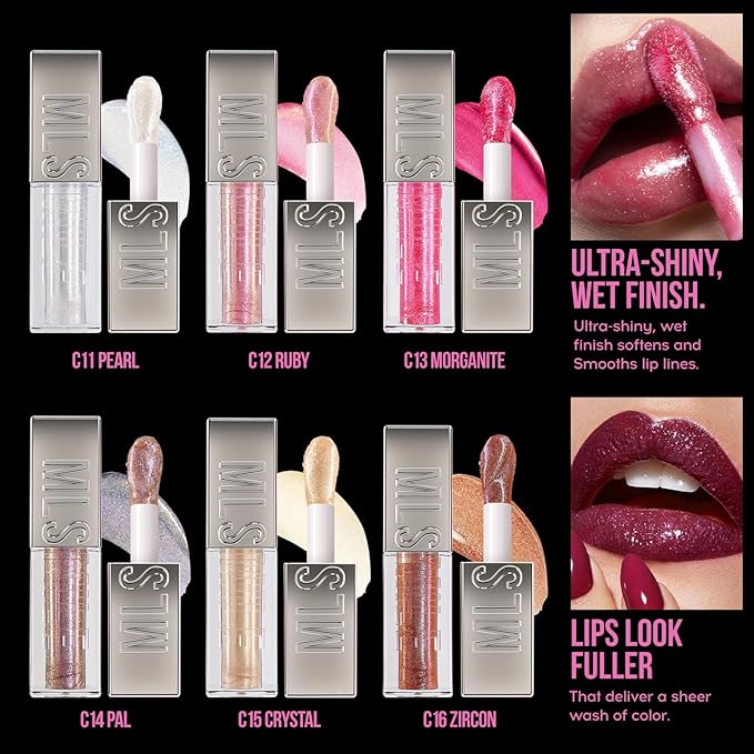 Mirror Glitter Lipstick, Sparkling Shimmer High Pigment Waterproof Long Lasting Lip Gloss, Shimmer Moisturizer Lip Gloss, Diamond Shiny Bold Glow Lip Stain for Lip Makeup (C14, 0.11 fl.oz)