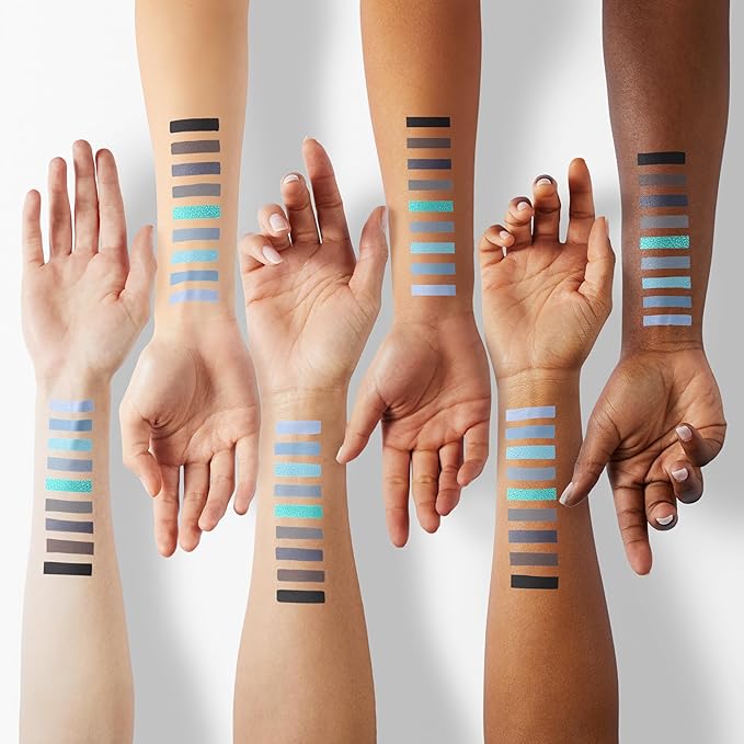 9 Colors Blue Grey Highly Pigmented Colorful Eyeshadow Palette,Matte Shimmer Navy Blue Sky Blue Grey Eye Shadow Makeup Palettes,Long Lasting Waterproof Eye Makeup Palette