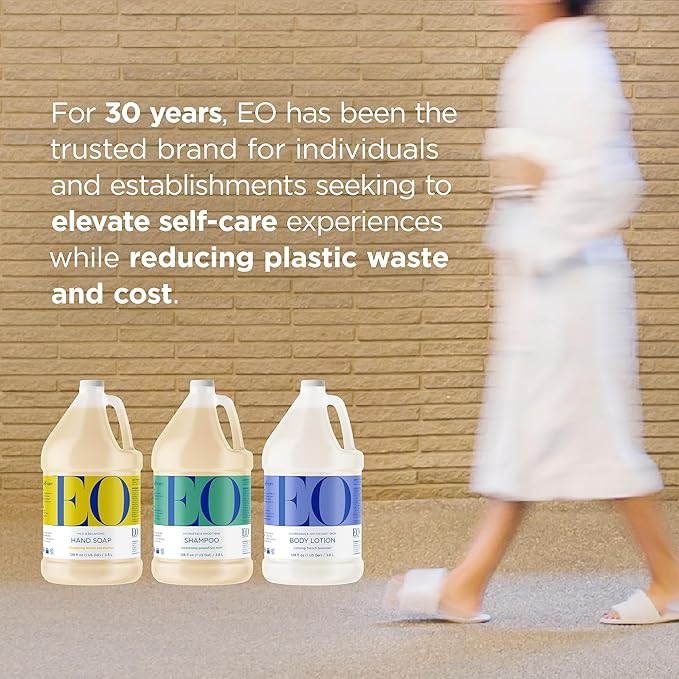 EO Shower Gel Body Wash Refill, 1 Gallon, French Lavender, Organic Plant-Based Skin Conditioning Cleanser with Pure Essentials Oils