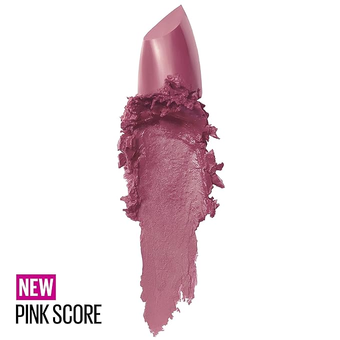 Maybelline Color Sensational Lipstick, Lip Makeup, Cream Finish, Hydrating Lipstick, Nude, Pink, Red, Plum Lip Color, Pink Score, 0.15 oz; (Packaging May Vary)