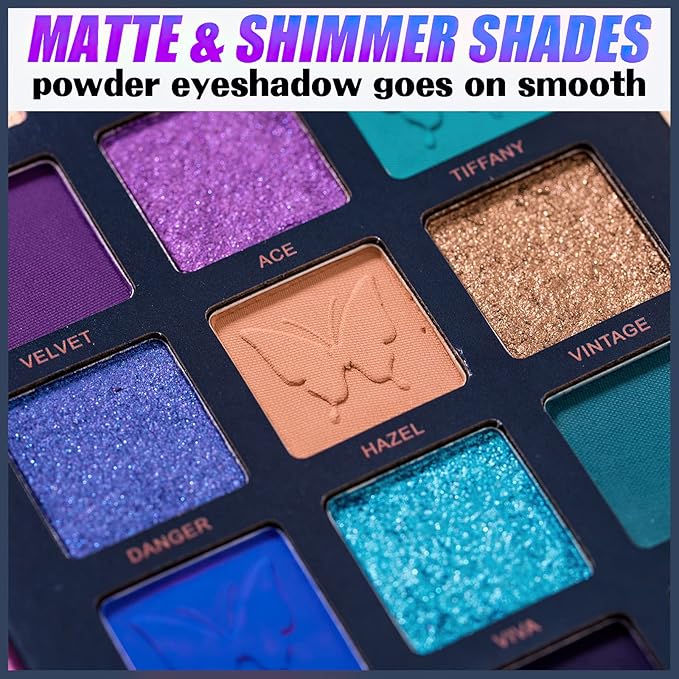 18 Colors Eyeshadow Palette, Butterfly Series Highly Pigmented