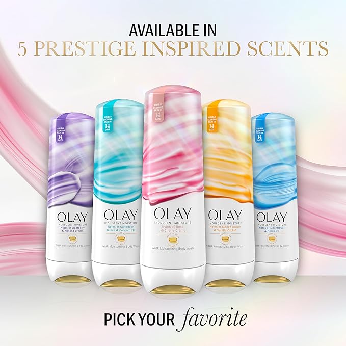 Olay Body Wash for Women, Indulgent Moisture, 24hr Moisturizing & Nourishing Formula, Infused with Vitamin B3 Complex, Luxurious Fragrances, Guava & Coconut Scent, 20 fl oz