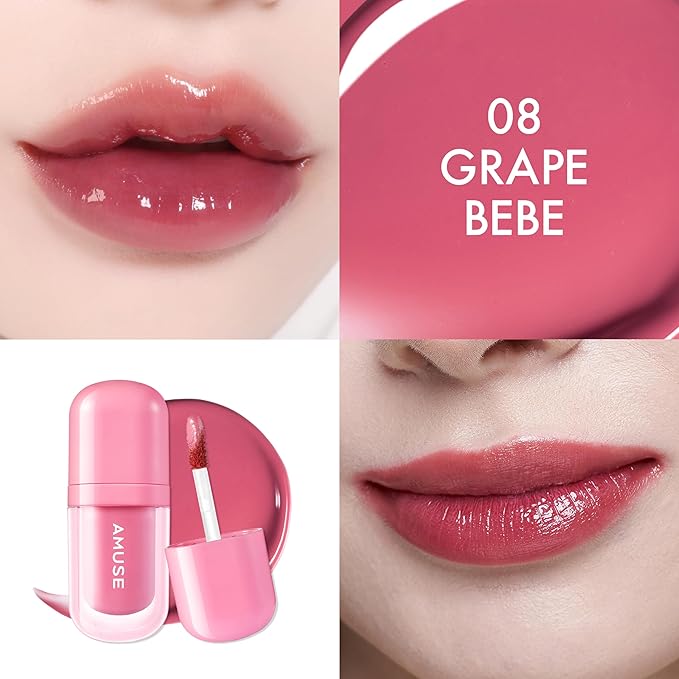 Amuse SEOUL BEBE TINT - 08 GRAPE BEBE | 24-hour Long-lasting Lip Stain, Plumping, Hydrating, Moisturizing, No Peel Off, Lip Care, Treatment, Non Sticky, Korean Lip Tint for Dry Lips