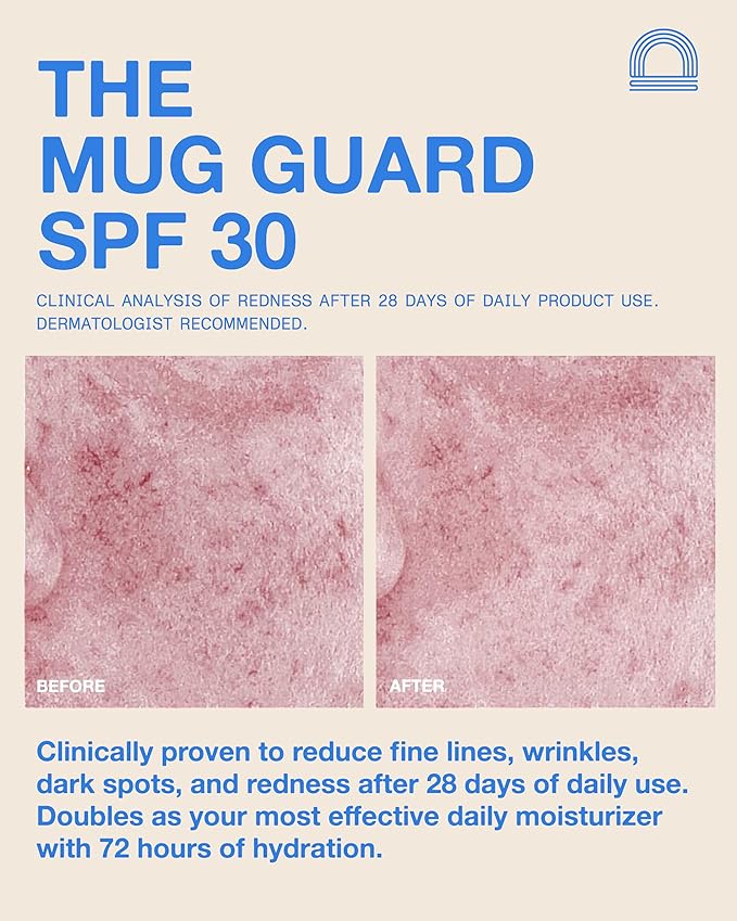 The Mug Guard - Clear Invisible Gel Sunscreen for Face - Broad Spectrum SPF 30 Protection, 72 hr Hydration, Anti-Aging, 40 Min Water Resistance, Reef Friendly, Non-greasy & Fragrance Free (2.4 Fl Oz)