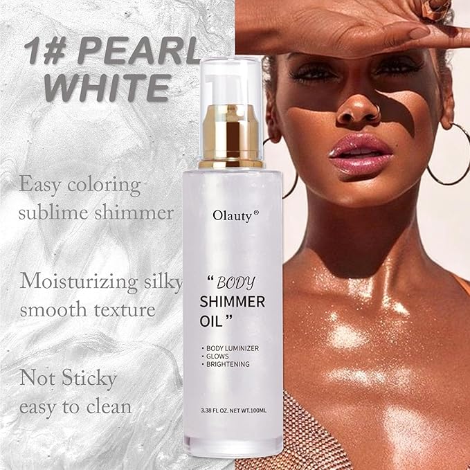 Shimmer Body Oil-Pearl White Face Brighten Glow Pearl