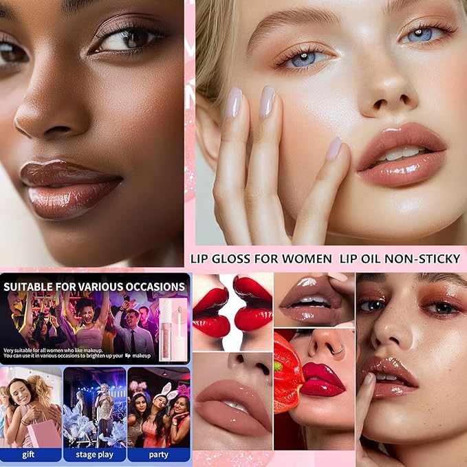Watermelon Sugar Lip GlossTinted Glitter Lipgloss Lip Oil Teens Moisturizing Lipstick Lip Balm High Shine And Vegan Plumping Lip Gloss For Women Girls Long-Lasting Dry Lip Care lip pumper gloss 07