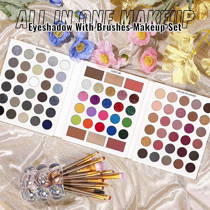 UCANBE Eyeshadow Palette with 15 Brushes Makeup Sets, Pigmented