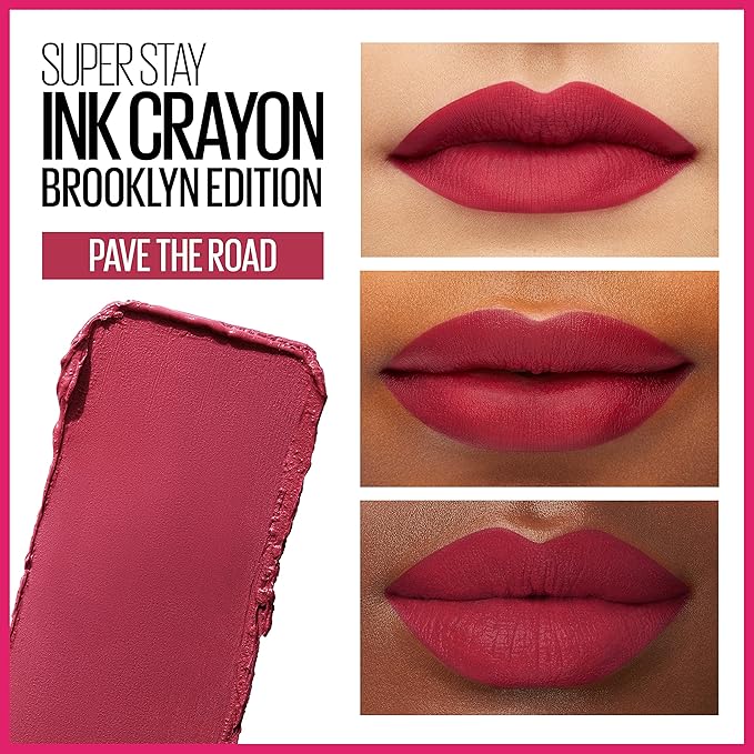 Maybelline Super Stay Ink Crayon Matte Longwear Lipstick Makeup, 130 Pave The Road, 0.04 oz