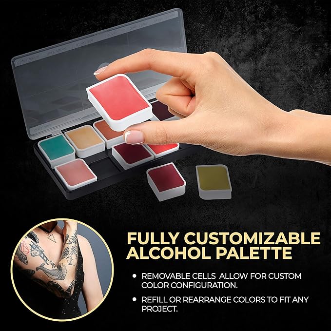 12-Color Complexion Alcohol-Activated Palette, Professional Quick Drying Waterproof