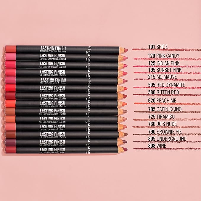 Rimmel Lasting Finish 8HR Soft Lip Liner Pencil - Vibrant, Blendable Formula to Lock Lipstick in Place for 8 Hours - 110 Spice, .04oz