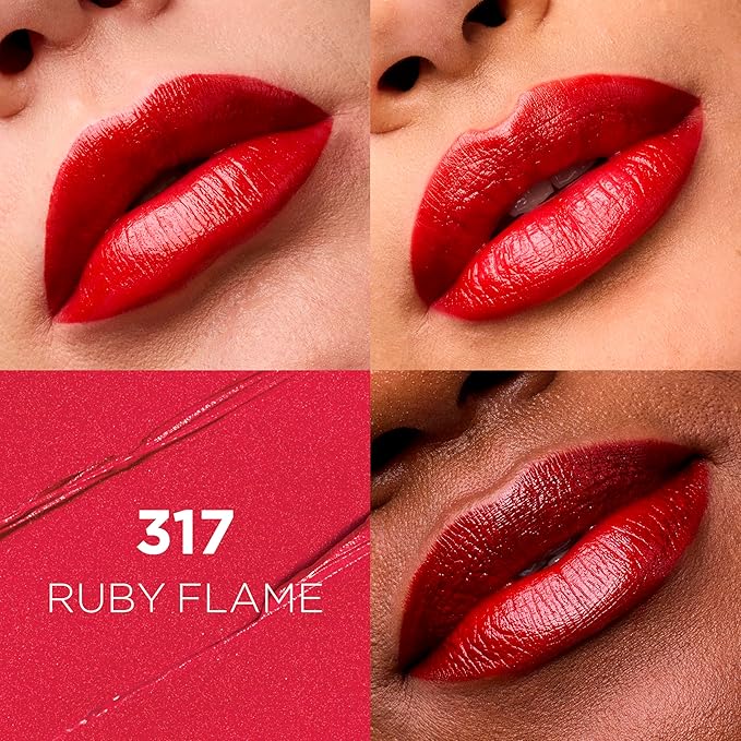 L'Oreal Paris Colour Riche Original Creamy, Hydrating Satin Lipstick with Argan Oil and Vitamin E, Ruby Flame , 1 Count