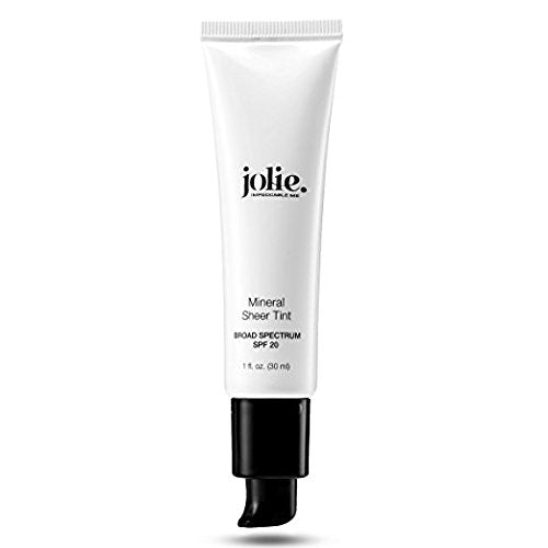 Jolie Mineral Sheer Tint SPF 20 Oil Free - Face Tinted Moisturizer - Hydration - Coverage - Sunscreen- Mineral Formula - Vegan (Alabaster)