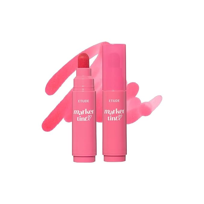 ETUDE Dear Darling Marker Tint #4 Mlik Strawberry (5g) | Hydrating & Long Lasting Lip Stain | High Pigmented Lip Maker with Easy Drawing Tip | Korean Lip Tint, Korean Makeup, Kbeauty