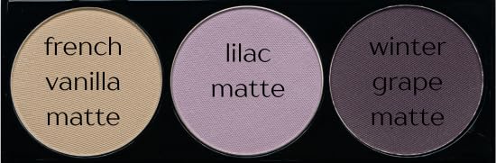 Off White, Matte Light Lavender, and Matte Deep Purple Vegan Eyeshadow Trio Palette; Talc, Paraben & Cruelty Free