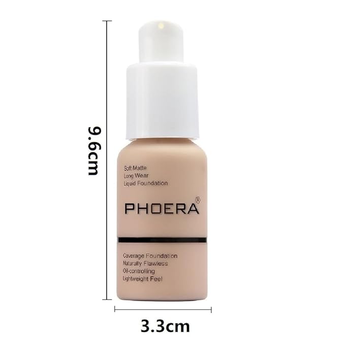 2 Pack PHOERA Foundation,Full Coverage Foundation, Concealer Foundation Warm peach） 30ml