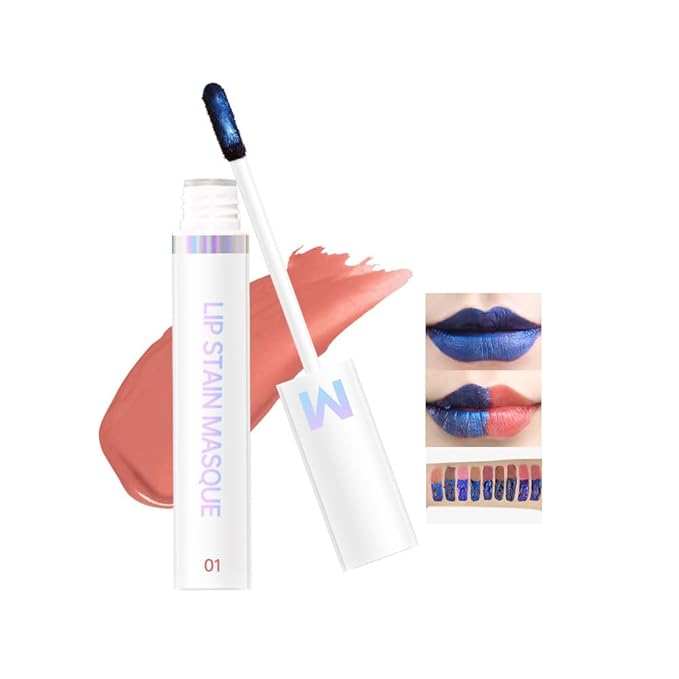 Matte Lip Gloss Peel Off Masque - Peel Off Lip Stain Tattoo, Peachy Rose Peel Off Lip Tint，Long Lasting Waterproof Transfer-proof Lip Mask Lip Stain Peel Off Lip Gloss,Stay Lip Makeup.01#