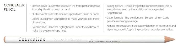 [K-Beauty Makeup] Courcelles Concealer Pencil CC700/CC800, Soft type-Natural (CC700-Light Beige+Sharpener)