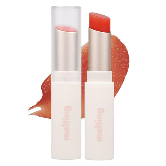 MERZY Glossy Melting Color Lip Balm – Juicy High-Pigment Lip Color with Glossy Shine – Moisturizing Vegan Lip Balm, Coral #02 TANGERINE WISH
