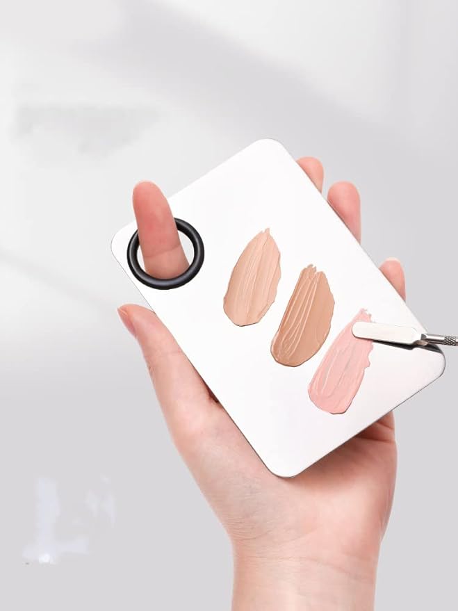 2 Pack Makeup Palette,Stainless Steel Cosmetic Mixing Palette