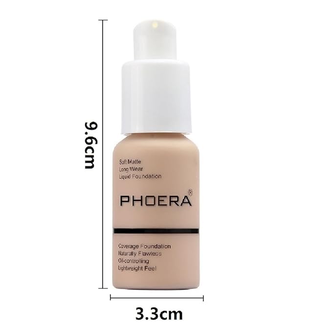 PHOERA Foundation,Flawless Soft Matte Liquid Foundation 24 HR Makeup.1pcs-114# Ebony