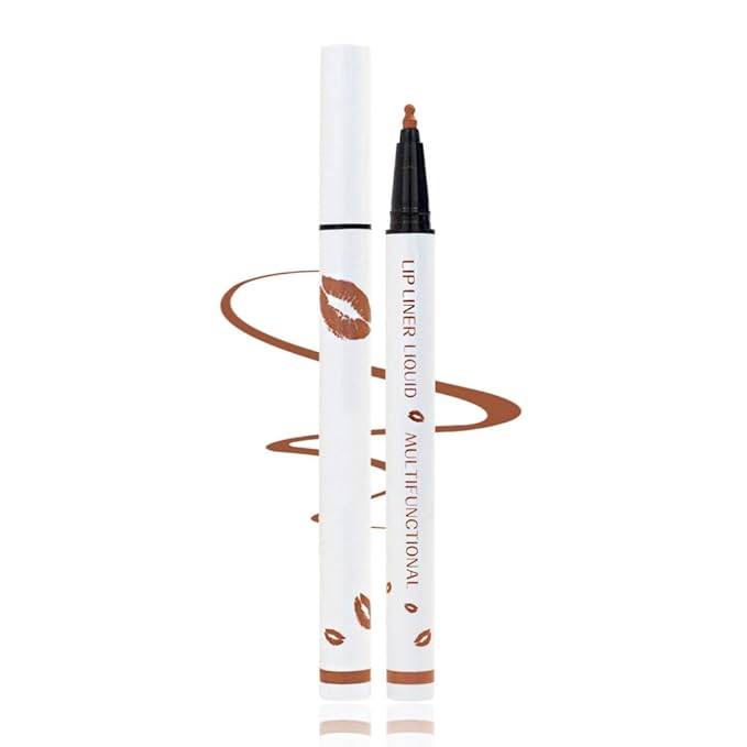 Longwear Liquid Lip Liner, Matte Lip Tint Stain Marker Pen, 2 in1 Liquid Lipstick & Lip Liner Pencil, Long Lasting Waterproof Lip gloss for Women, Fuller Lips Makeup (05(Nude))