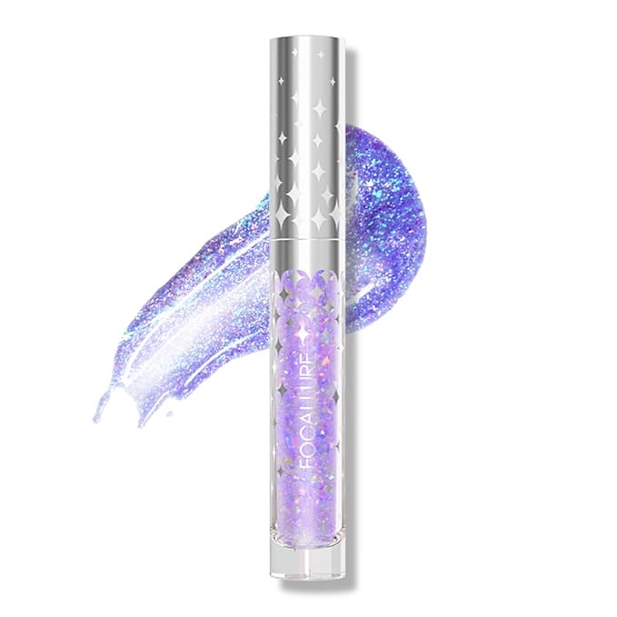 FOCALLURE Glitter Liquid Lipstick,Hydrating,Moisturizing Lip Gloss for Women,Sparkly Shimmer Lip Makeup,Long Lasting,Lightweight Formula for Lip Color and Shine,Glass slippers