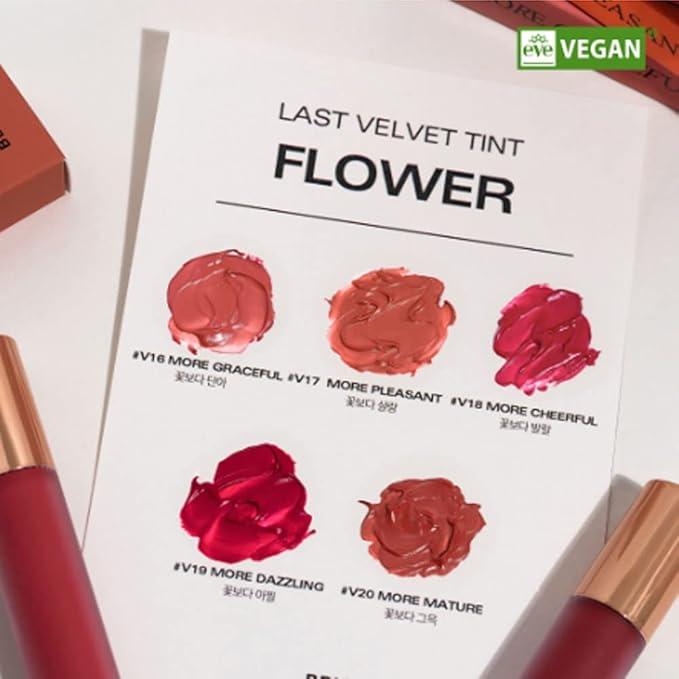 BBIA Last Velvet Tint - Soft & Creamy Matte Finish Lip Stain, Blur Effect with Velvety Texture, Long-Lasting, High Pigment, Lightweight, Non-Drying, Vegan, Korean Lip Makeup (V17 MORE PLEASANT)