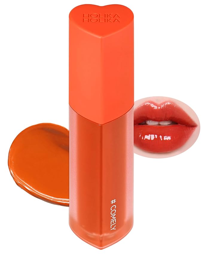 HOLIKA HOLIKA Heart Crush Glow Lip Tint Air – Korean Lip Tint with High Shine Juicy Fruit Jam Colors Lip Stain – Hydrolyzed Collagen & Vitamin C (09 COMELY)