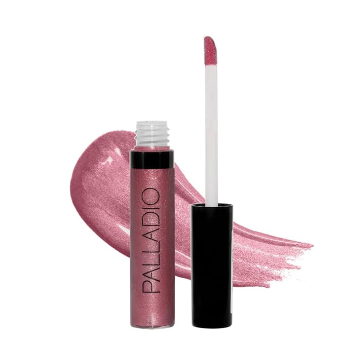Palladio Lip Gloss, Champagne, Non-Sticky, Contains Vitamin E and Aloe, Offers Intense Color and Moisturization, Minimizes Lip Wrinkles, Softens Lips with Beautiful Shiny Finish, Facet Diamond