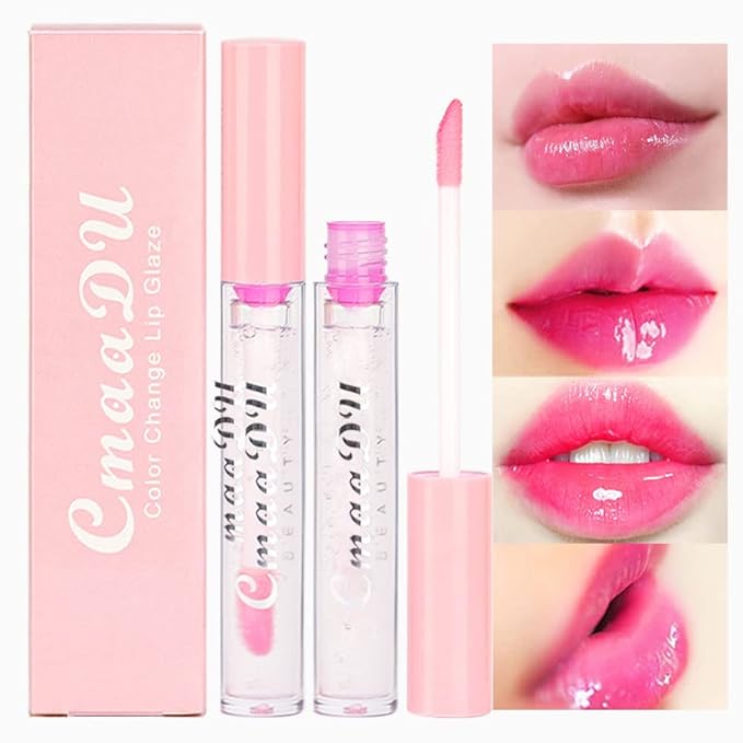 evpct 2Pcs Clear Color Changing PH Tinted Lip Changing