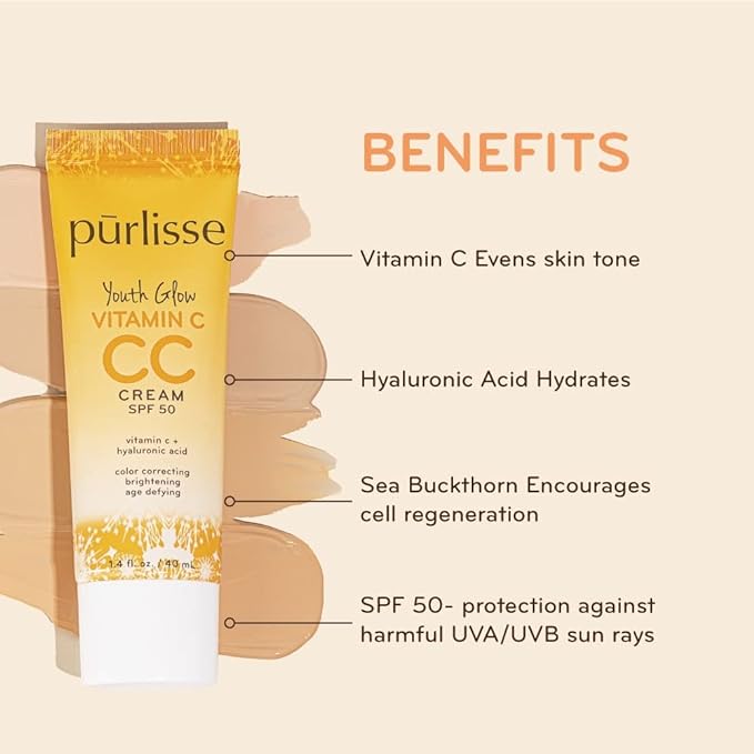 pūrlisse Youth Glow Vitamin C CC Cream SPF | Light 1.4oz
