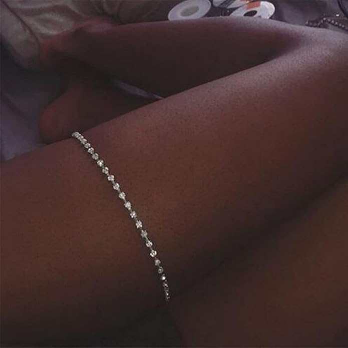 Boho Crystal Thigh Chain Silver Body