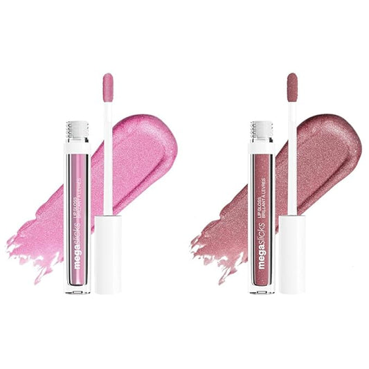 wet n wild Mega Slicks Lip Gloss Long Lasting Hyaluronic Acid High Shine Sinless and Red Past Curfew 2 Pack