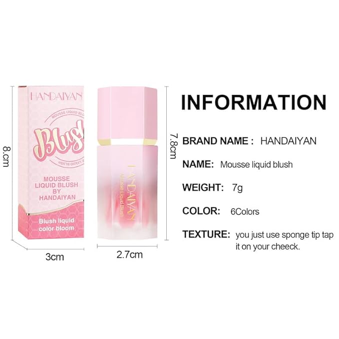 AKARY Soft Cream Blush Makeup, Velvet Mousse Liquid 06 Chocolate