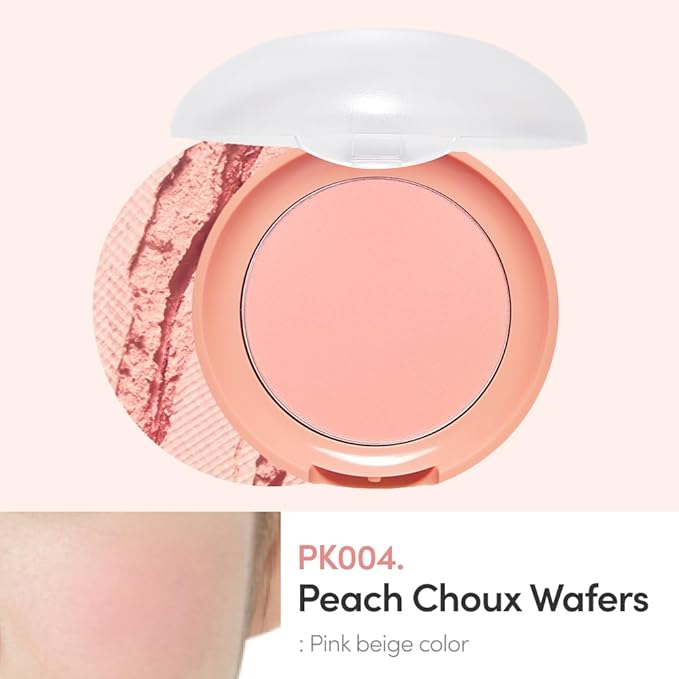 ETUDE Lovely Cookie Blusher - Peach Choux Wafers 4g | Glowing & Natural Powder Blush with Long-Lasting Sebum Control | Easy Application | Korean Makeup, Kbeauty, Perfect for Gift