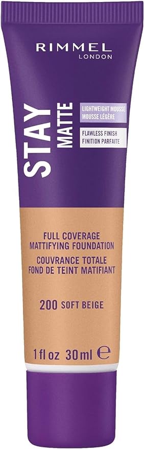 Rimmel London Stay Matte Liquid Mousse - 200 Control, Oil-Free, 1oz