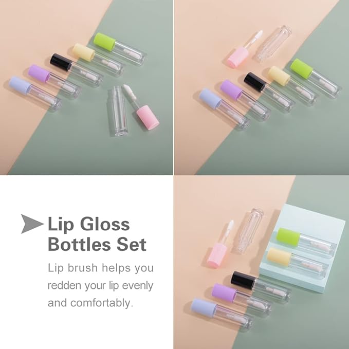 YITOU 12PCS Lip Glaze Bottle Empty 5ml, Transparent Glaze