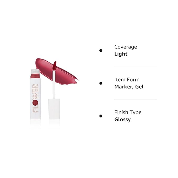FLOWER BEAUTY Bitten Lip Stain | Vivid Long Lasting Water-based Lips Tint | High Color Moisture Marker | Make Up | (Tempt) (Pack of 2)
