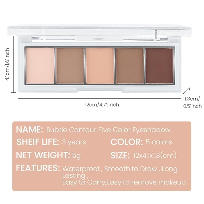evpct 5Colors Matte Nude Eye Shadow Palette Makeup for Older Women, Nude Pink Brown Cocoa Neutral Matte Smokey Cream Mini Eyeshadow Palette for Blue Green Eyes, Contour Makeup Palettes sombras de ojos