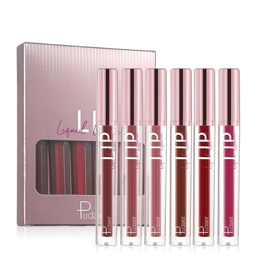 6-Color Lip Glaze Set, Matte Cream Lipstick, Pearlescent Glaze