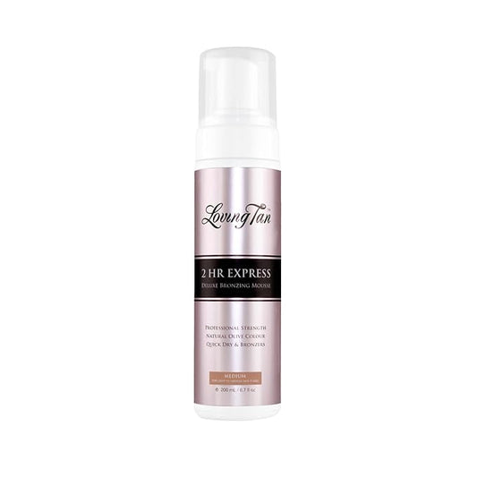 Loving Tan 2 HR Express Mousse, Medium - Streak-free, Natural Tan, Up to 5 Applications, Cruelty-Free, Dermatologist-Tested, 6.7 FL Oz