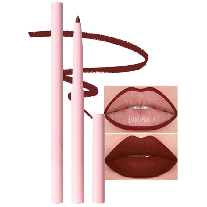 evpct Dark Wine Red Matte Creamy Retractable Lip Liner Pencils for Women Shaping & Sculpting Lips, Long Lasting Waterproof Rich Lip Colors Liner Crayon Lipstick Pencils delineador de labios 02