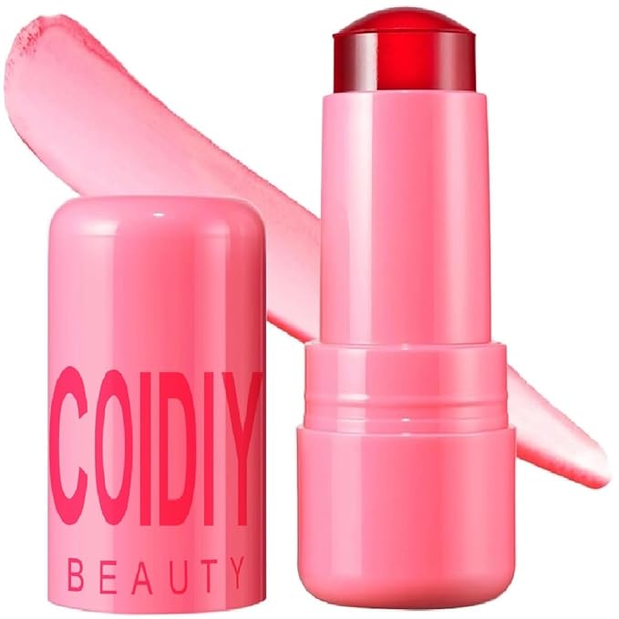 Milk Jelly Blush Stick, Milk Cooling Water Jelly Tint, Moisturizing Sheer Lip and Cheek Stain,Vegan,Cruelty Free. (Red)