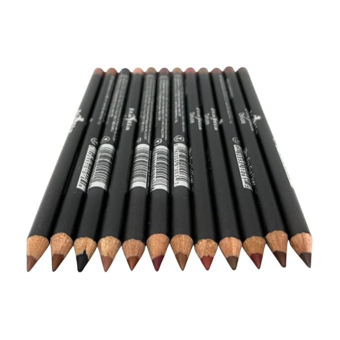 12 pcs, 12 Colors Brown Tone Italia Deluxe Ultra Fine Lip Liner & Eyeliner Set, Creamy, Long Lasting, High Pigmented Pencil, Various Shades of Brown