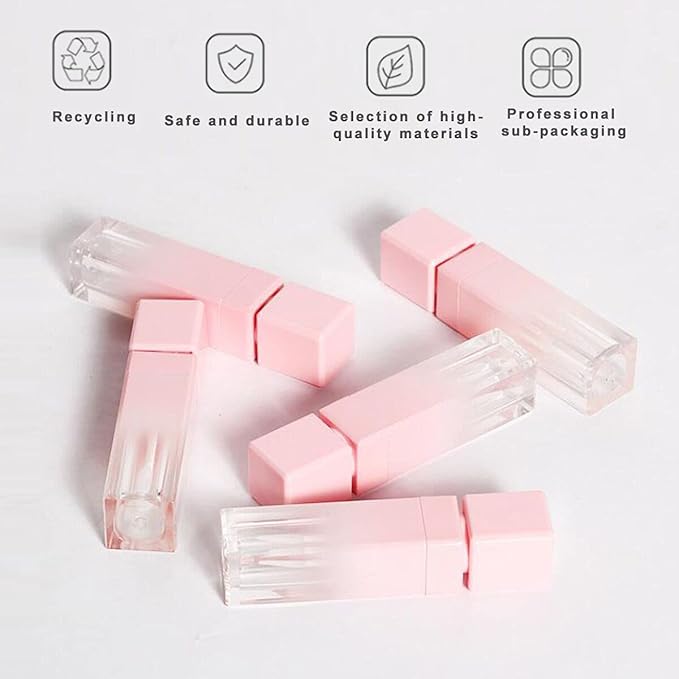FZBNSRKO 6Pcs Gradient Pink Lip Gloss Tube Vial Empty Refillable Lipstick,Lip Gloss DIY Makeup Lipstick Tube Feminine Products,8ml