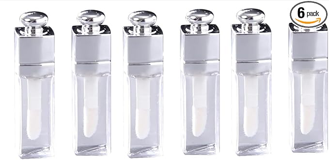 6 Pcs 3ml Empty Lip Gloss Tubes Containers Clear Refillable Lip Balm Bottles Transparent Mini Lipstick Containers for DIY Makeup Lip Gloss Makeup