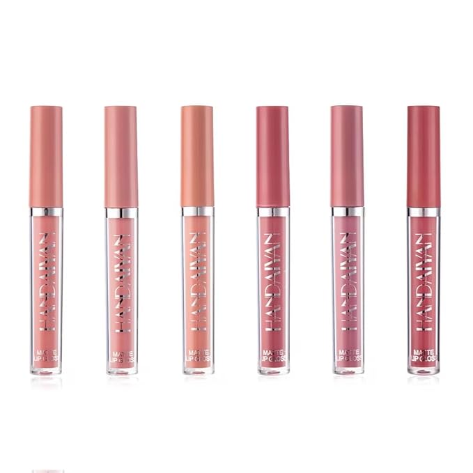 R.Y.M 6 Pcs Red Matte Liquid Stick Set, Natural, Moisturizing, Plumper Lip Gloss Set, Long Lasting for lip color, with beautiful finish(A, 0.54 Ounce (Pack of 6))